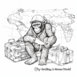 Travel-themed 'Chimpanzees Around the World' Coloring Pages 2