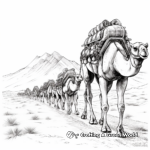 Traveler's Camel Train Through the Desert: Detailed Coloring Pages 2