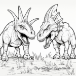 Triceratops and T-Rex Face Off Coloring Page 1