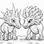 Triceratops and T-Rex Face Off Coloring Page 2