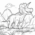 Triceratops and Volcano Backdrop Coloring Page 4