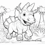 Triceratops in Jungle: Adventure Coloring Pages 2