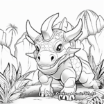 Triceratops in Jungle: Adventure Coloring Pages 4