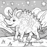 Triceratops Under Starry Night: A Scenic Coloring Page 1