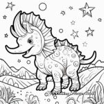 Triceratops Under Starry Night: A Scenic Coloring Page 2