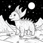 Triceratops Under Starry Night: A Scenic Coloring Page 3