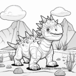 Triceratops Volcano Scene Coloring Pages for Kids 1