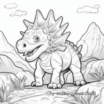 Triceratops Volcano Scene Coloring Pages for Kids 2