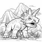 Triceratops Volcano Scene Coloring Pages for Kids 4