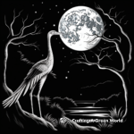 Troodon Night Scene: Glow in the Dark Coloring Pages 2