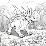 Troodon vs Triceratops Battle Scene Coloring Pages 2
