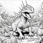 Troodon vs Triceratops Battle Scene Coloring Pages 3