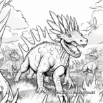 Troodon vs Triceratops Battle Scene Coloring Pages 4