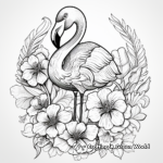 Tropical Flamingo with Flowers Coloring Pages 3