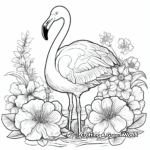 Tropical Flamingo with Flowers Coloring Pages 4