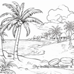 Tropical Island Beach Coloring Pages: Palms, Sea and Sand 2