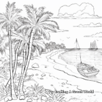 Tropical Island Beach Coloring Pages: Palms, Sea and Sand 3