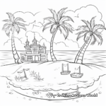 Tropical Island Beach Coloring Pages: Palms, Sea and Sand 4