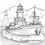 Tugboat and Lighthouse Scene Coloring Pages 2