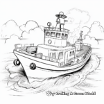 Tugboat in Action: Pulling Ship Coloring Pages 1