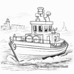Tugboat in Action: Pulling Ship Coloring Pages 3