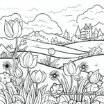 Tulip Garden Designs Coloring Pages 1
