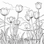 Tulips Garden Spring Coloring Pages 1