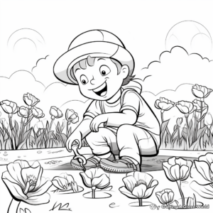 Tulips Garden Spring Coloring Pages 4