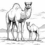 Two-Hump Bactrian Camel in Desert Coloring Pages 2