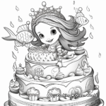 Underwater Adventure Mermaid Cake Coloring Pages 1