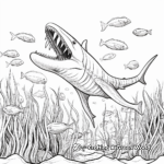 Underwater Havoc: Plesiosaurus vs. Megalodon Coloring Pages 1