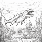 Underwater Hunting Spinosaurus and T-Rex Coloring Sheets 3