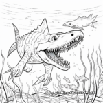 Underwater Hunting Spinosaurus and T-Rex Coloring Sheets 4