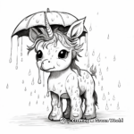 Unicorn and April Showers Coloring Pages 1