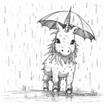 Unicorn and April Showers Coloring Pages 2