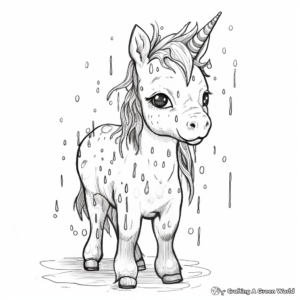 Unicorn and April Showers Coloring Pages 4
