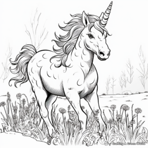 Unicorn and Friends in the Meadow Coloring Pages 3