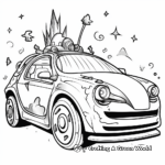 Unicorn Car in Galaxy Coloring Pages 1