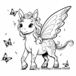 Unicorn Playing with Butterflies Coloring Pages 1