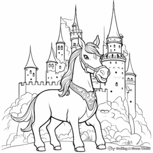 Unicorn with a Castle in the Background Coloring Pages 4