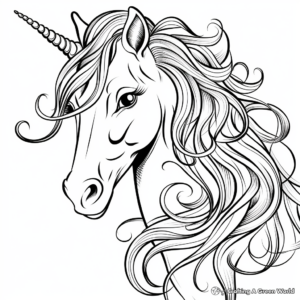 Unicorn with a Rainbow Mane Coloring Pages 1