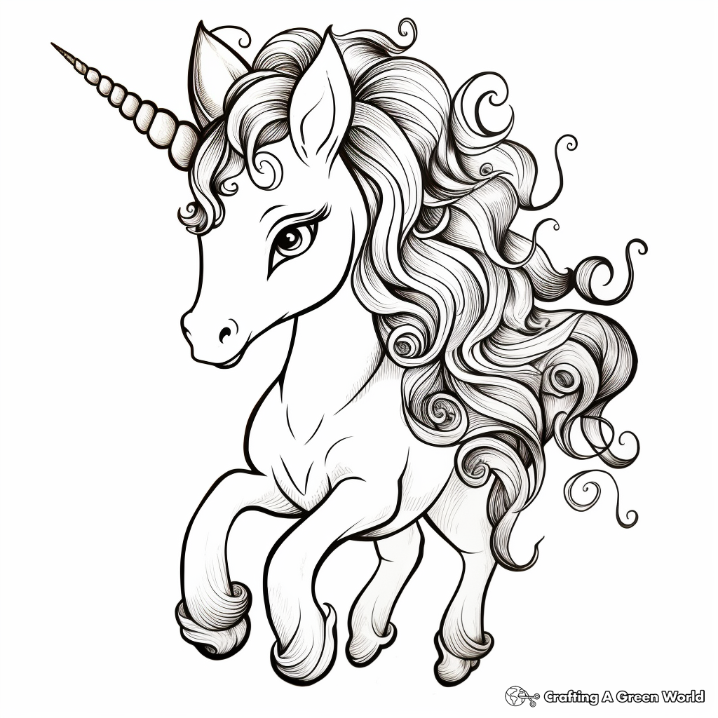 Unicorn with a Rainbow Mane Coloring Pages 4