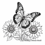 Uplifting Monarch Butterfly and Sunflower Coloring Pages 2