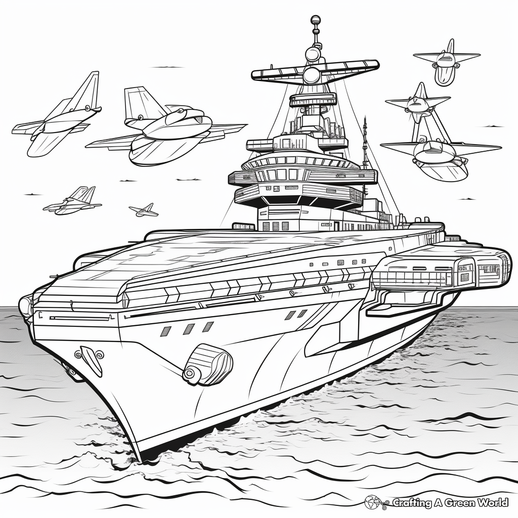 USS Enterprise Aircraft Carrier Coloring Pages 1