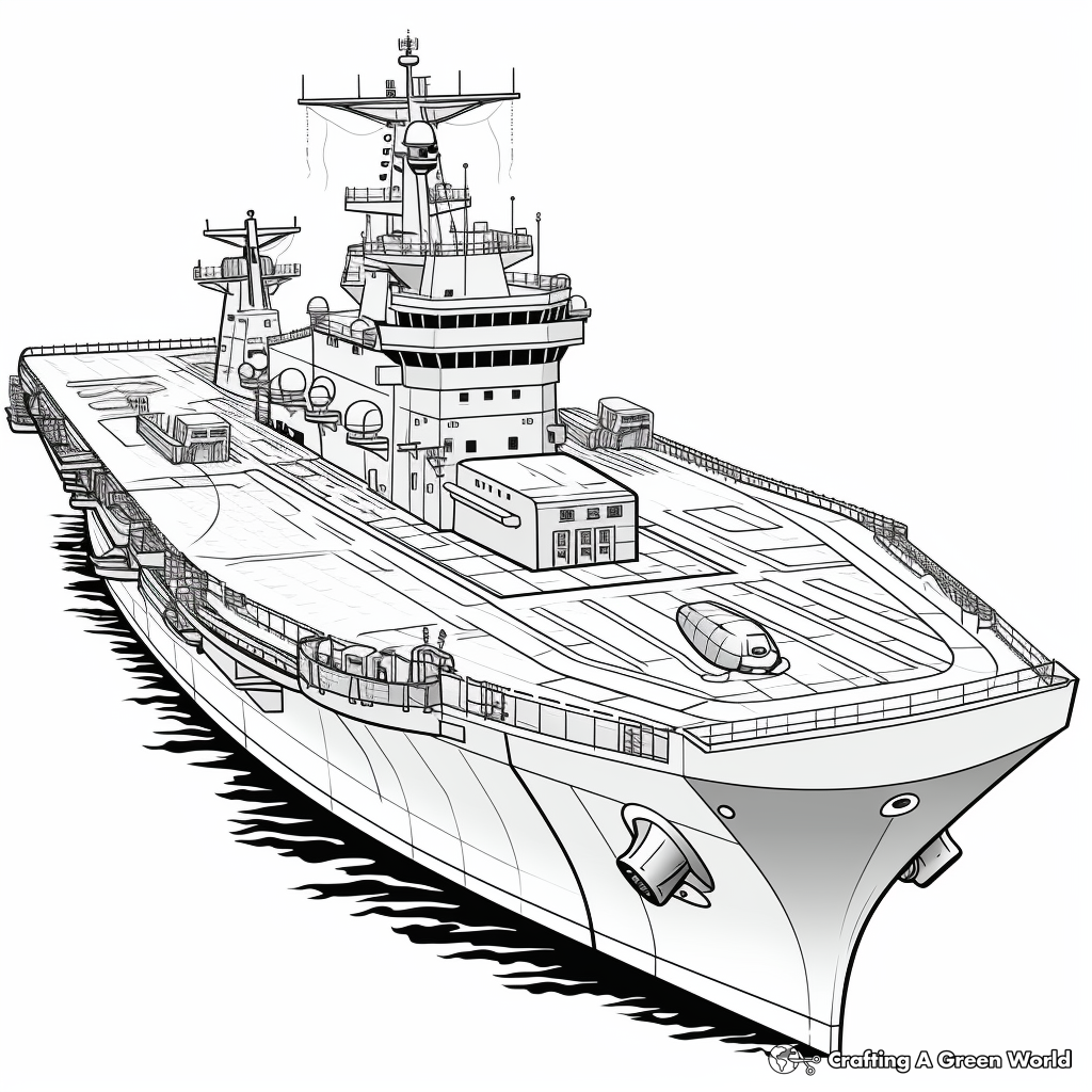 USS Enterprise Aircraft Carrier Coloring Pages 3