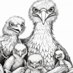 Páginas para colorear de la familia Utahraptor: Machos, hembras y polluelos 2