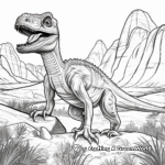 Utahraptor en un paisaje de dinosaurios Páginas para colorear 1