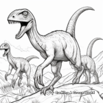 Utahraptor Trio Stalking Prey Coloring Pages 1