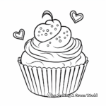 Valentine Theme Cupcake Coloring Pages for Children 1