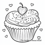 Valentine Theme Cupcake Coloring Pages for Children 4